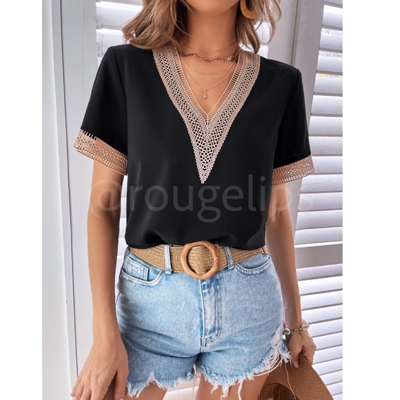 Rouge! Black and Gold Short Sleeve Top - Picture 4 of 7